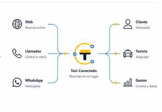 Web, llamadas y WhatsApp conectados con Taxi Conectado y sus tres vistas